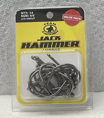 Team Catfish Jack Hammer J Hooks Size 6/0 Black Steel Value Pack • $13.95