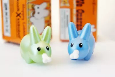 Kidrobot Kozik Series Mini Happy Labbit 1.5  Lot Of 2 Green Blue Bone Figures • $13.99