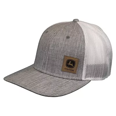 John Deere LP73374-JD Men's Twill/Mesh Trucker Cap/Hat Grey/White Suede Logo • $28