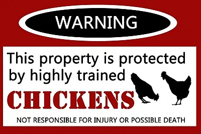 Warning Chickens Funny Metal Sign Plaque Farm Gate Garden Humorous Retro Style • £4.95