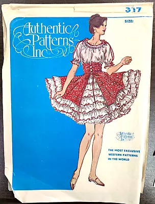 AUTHENTIC PATTERNS INC. Square Dance Western Dress Pattern 317 Size 6-8-10 • $12.50