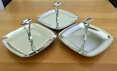 3 Vintage Mid Century Serving Trays - 10 Inch - Single Trays With Handles • $8