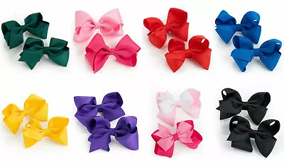 Hair Bows Hair Clips Bow Girls Clips School Ribbon Slides Accessory Set Girls • £2.85