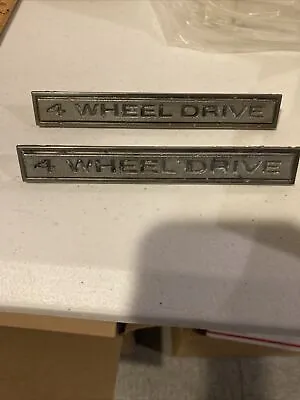 Original PAIR Of Vintage METAL Emblem 4 WHEEL DRIVE 4x4 Chevy 68-72 K5 Blazer • $49