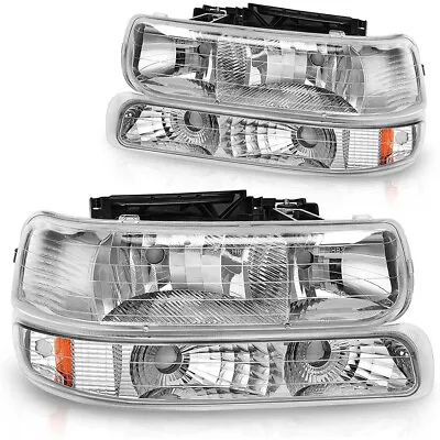 For 99-02 Chevy Silverado 00-06 Suburban Tahoe Headlights Assembly Bumper Lamps • $65.99