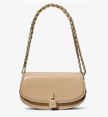 Michael Kors Mila Small Leather Shoulder Bag Camel • $195