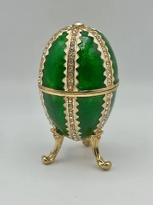 Green Faberge Egg Replica Trinket Box Hand Painted W/gold Gift Box Russian NEW • $29.99