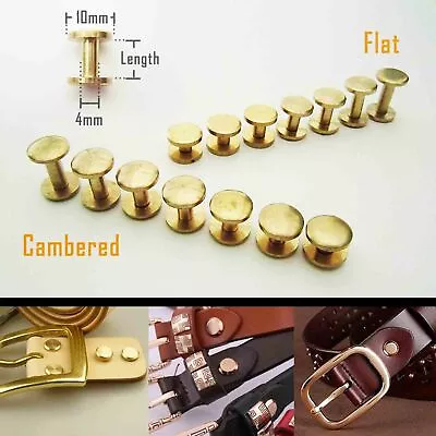 £2.96 • Buy 10pcs Solid Brass Leather Belt Wallet Chicago Screw Back Nail Stud Bind Rivet