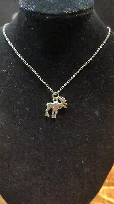 Silver Moose Necklace - Charm Pendant Jewelry - Silver Colored Charm And Chain  • $1.99