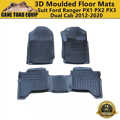 3D TPE All Weather Floor Mats Liner Fit Ford Ranger PX 123 MK Dual Cab Wildtrak • $99.95