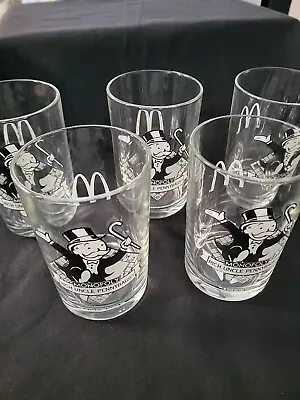 Monopoly Pennybags McDonald's 1997 Hasbro 16oz. Drinking Glasses - Set Of 5 • $37.99