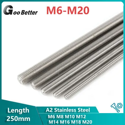 £3.46 • Buy M6 M8 M10 M12 M14 M16M18M20 Fine Threaded Rod Full Thread Bar Studding Stainless
