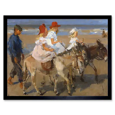 £24.99 • Buy Isaac Israels Donkey Rides On The Beach Portrait Wall Art Print Framed 12x16