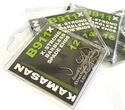 KAMASAN  B911x X-STRONG BARBLESS SPADE END HOOKS SIZE 18's (K26) • $2.51