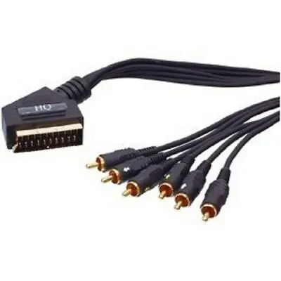 £7.92 • Buy 1.5m Scart Plug 21 Pin To 6 X RCA Phono Male Plug Lead Gold Plated Pins