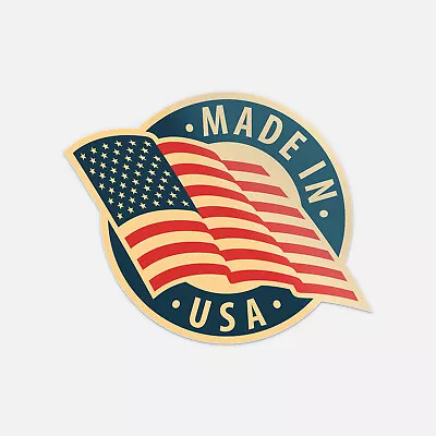 Made In USA Flag Round Emblem Badge Vinyl Sticker Decal • $2.75