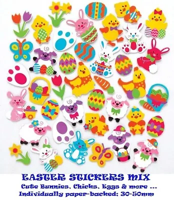 £3.65 • Buy Easter Stickers Pk 40 Kids Easter Crafts Fun Bunnies Chicks Eggs + More 30-50mm