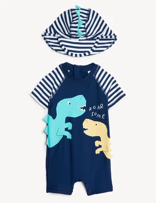 RRP £19 Marks & Spencer 2pc Dinosaur Swim Outfit (0-3 Yrs) • £14.99