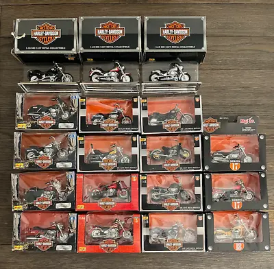 Harley Davidson Motorcycle Die Cast Toys Lot Of 18 Maisto 1:18 • $90
