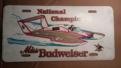 Vintage National Champion Miss Budweiser License Plate Sign • $14.99