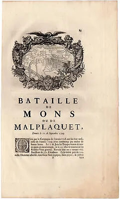 Antique Map-FORTIFICATIONS-MONS-BERGEN-MALPLAQUET-de Missy-Huchtenburgh -1729 • $145