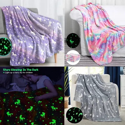 Luminous Warm Flannel Blanket Glow In The Dark Soft Throw Blanket Sofa Kids Room • $29.16