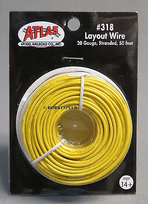 ATLAS 318 YELLOW TRACK LAYOUT WIRE 20 GAUGE STRANDED 50' Train Lighting N ATL318 • $12.84