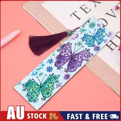 DIY Butterfly Special Shaped Diamond Painting Creative Leather Bookmark W/Tassel • $9.41