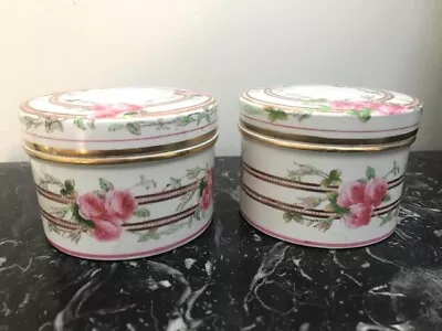 Set Of 19thC. RARE Minton Porcelain Trinket Boxes Gilded With Roses • $1200
