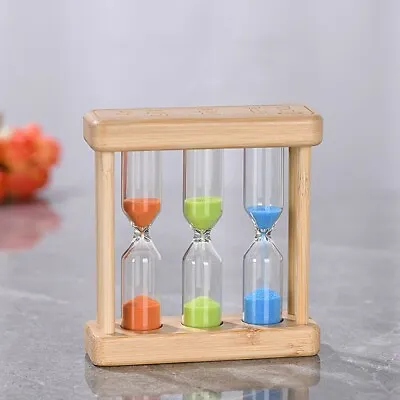 1/3/5 Minute Hourglass Timer Retro Wood Sandglass Home Desk Decor Christmas Gift • $10.56