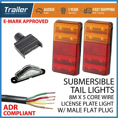 $42.95 • Buy Led Trailer Submersible Tail Lights Kit-plug,number Plate Light,5 Core Wire Boat