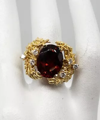 $5000 H STERN 7.50ct Madeira Citrine VS H Diamond 18k Yellow Gold Band Ring 12g • $1050