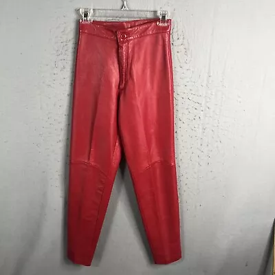 Michael Hoban Leather Pants Womens 6 Red North Beach 80s Retro  Moto Modern • $148.78