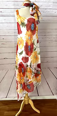 Vintage Georgede Made In France Size 42 Small Floral Maxi Dress And Scarf Set • $29.99