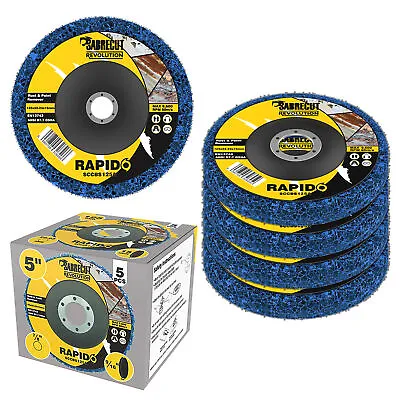 5 X SabreCut 125mm 5  Poly Strip Wheel Discs Paint Rust Removal For Grinders • £20.99