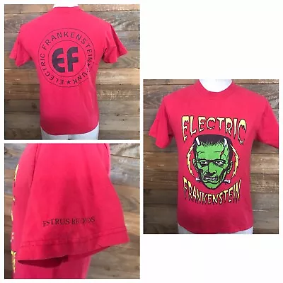 Vintage 90s Y2K New Jersey Punk Metal Electric Frankenstein Two Sided Shirt Med • $25