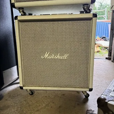 Vintage 1980s Marshall White 2x15 1552 Straight Guitar Bass Cabinet W/ JBL 2225J • $625.16