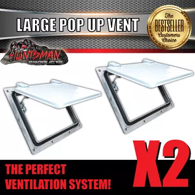 X2 Large White Pop Up ROOF AIR VENT. Trailer Canopy Caravan Horse Float Truck • $64