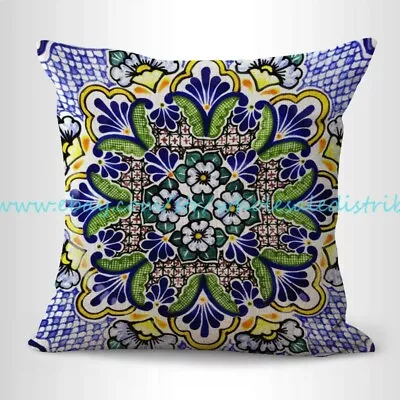 Azulejo Majolica Mexican Talvera Cushion Cover Decorative Pillow Covers • $15.95