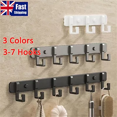 Aluminum 3 To 7 Hooks Key Coat Clothes Door Holder Rack Hook Wall Mounted Hanger • £4.69