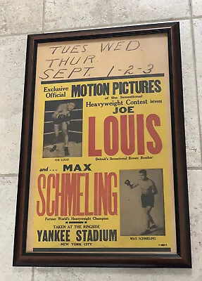 Original 1936 Joe Louis Vs Max Schmeling Vintage Boxing Poster Clean Unseen Vers • $1899.99