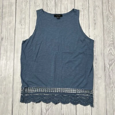 £4.17 • Buy Atmosphere Womens Top Blue Uk 12 Cotton Crochet Fringe Sleeveless Blouse Summer