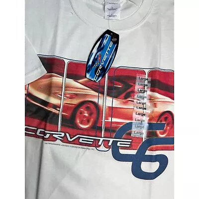 Chevy Corvette Men T Shirt C6 White Tee Short Sleeve Large L New NWT • $19.97