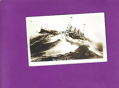 WWI  Era Navy   USS Vermont In A Storm  Real Photo   Postcard • $9.70