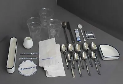 Air New Zealand Airline Dishes Cutlery Milk Jigger Plastic Glasses Catering • £79.95