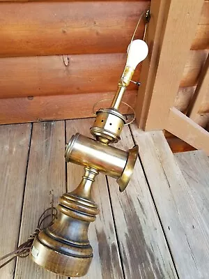 Vintage Nautical Ship Fog Horn Maritime Table Lamp Metal Brass Tone Electric 30  • $74.99