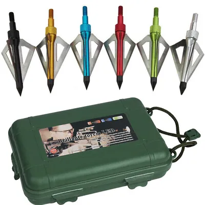 12pcs 100 Grain Broadheads With Box Hunting Arrowheads Screw Arrow Heads Tips • $19.22