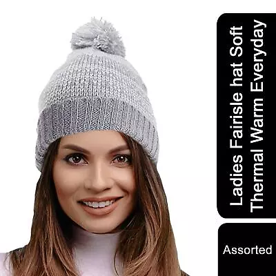 Ladies Fairisle Hat Soft Thermal Warm Everyday - Assorted • £5.99