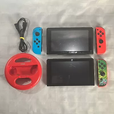 2 Nintendo Switch Consoles (Bundle) HAC-001 Used Lot Bundle With Joy Cons As Is • $217.95