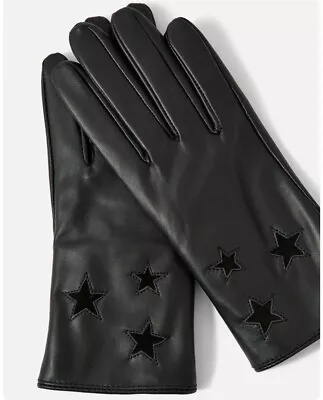 ACCESSORIZE Black Leather Gloves Size M/L • £6.99